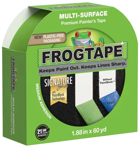 Miniatura 10 de FrogTape Cinta para Pintores Multisuperficie con PAINTBLOCK, 2 Pulgadas de Ancho (1.88 Pulg. x 60 Yardas), Adhesión Media, Verde, 3 Rollos (240661)