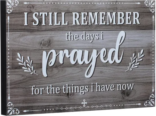 Miniatura 8 de Letrero inspirador con texto en inglés "I Still Remember The Days I Prayed", letreros inspiradores para mesa de estar, centros de mesa de madera