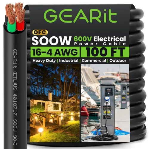 Miniatura 32 de GEARit Cable de alimentación portátil 6/3 6 AWG (100 pies - 3 conductores) SOOW 600V Cable eléctrico de calibre 6 para derivaciones de motor, luces