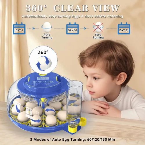 Miniatura 2 de Incubadoras para incubar huevos, incubadora de 18 huevos con giro automático de huevos y control de humedad, vela de huevos, relleno externo