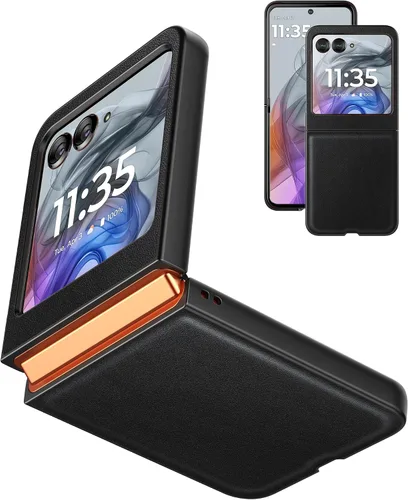 Miniatura 8 de Funda delgada para Motorola Razr 2023, [piel + parte trasera de policarbonato duro] [soporte de carga inalámbrica] Funda protectora ultrafina a