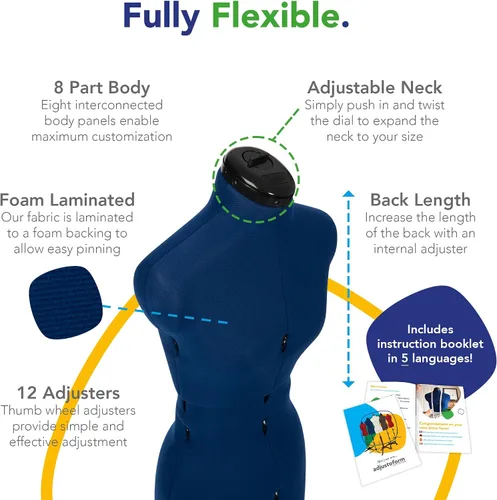 Miniatura 3 de Adjustoform Sew Deluxe FG372 - Vestido y pantalones ajustables en forma de zafiro S-M (talla de vestido de EE. UU. 4-12), maniquí de costura