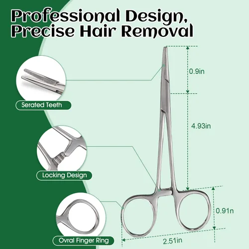 Miniatura 5 de Herramienta para eliminar el pelo de las orejas de los perros — Polvo para orejas de 30g, pinza hemostática de 5.5 pulgadas y recortadora de orejas