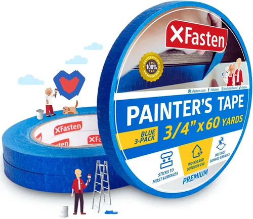 Miniatura 10 de XFasten Cinta azul profesional para pintores, multiuso, 3 pulgadas x 60 yardas, tecnología de línea de borde afilado, produce líneas afiladas