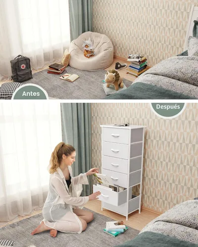 Miniatura 7 de Crestlive Products Cómoda Alta para Dormitorio Torre de Almacenamiento Vertical - Marco de Acero Resistente, Superficie de Madera, Contenedores