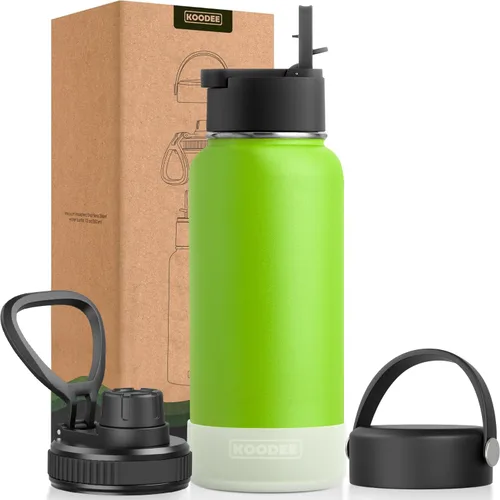 Miniatura 37 de koodee Insulated Water Bottle, 32 oz Stainless Steel Double Wall Vacuum Wide Mouth Sport Bottle with Leakproof Spout Lid (Navy)