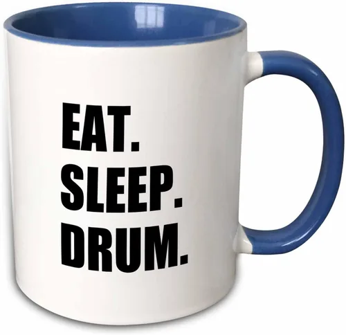 Miniatura 12 de 3dRose Eat Sleep Drum - Love Drumming. baterista percusionista texto negro regalos 11oz taza negra de dos tonos