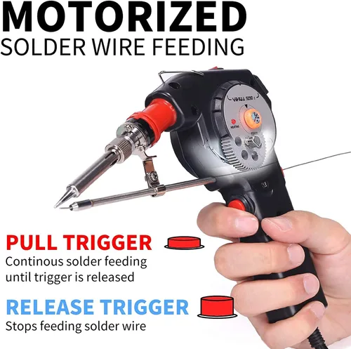 Miniatura 2 de YIHUA 929D-I Pistola de soldadura motorizada de alimentación automática con temperatura precisa variable (200-450°C), interruptor de encendido y Rojo