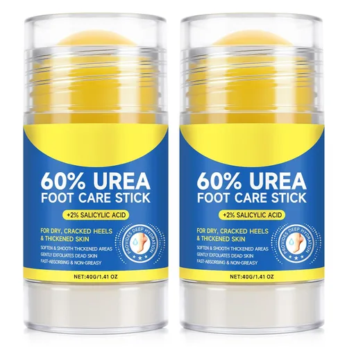 Crema en barra de urea 60% más 2% ácido salicílico, crema de urea para pies y callos de máxima fuerza para talones secos agrietados, manos,