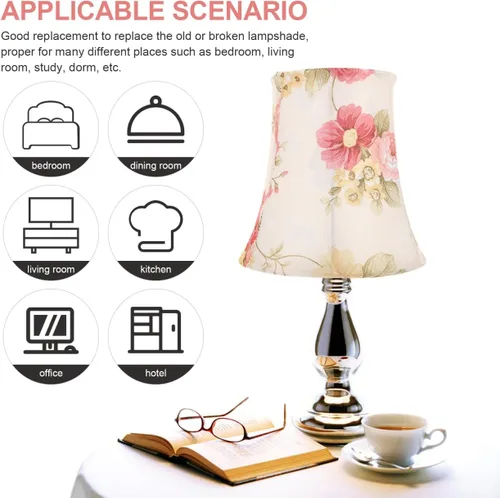 Miniatura 2 de Baluue Lámpara de mesa de tela cubierta de luz para lámpara de escritorio E27 reemplazo de piso de cabecera 5.90 pulgadas diseño simple fácil