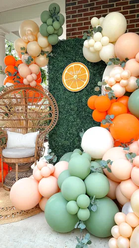 Miniatura 7 de Globos verde salvia y naranja, 12 pulgadas, globos verdes, marrones, naranjas, verde oliva, marrones, beige, globos de la jungla, safari, bosque