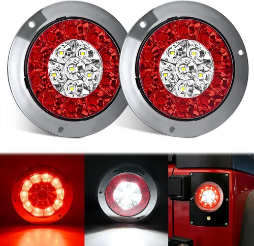 Miniatura 21 de Nilight Luz de faro trasero, redonda, 4 pulgadas, 2 piezas, 24 luces LED rojas, parada, freno, giro, ojales de montaje empotrado, impermeabilidad