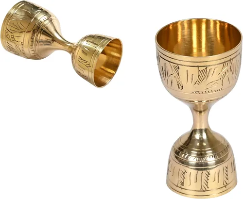 Miniatura 2 de Vaso de chupito Jigger grabado de 30/2.0 fl oz, medida de clavija, fabricado con latón