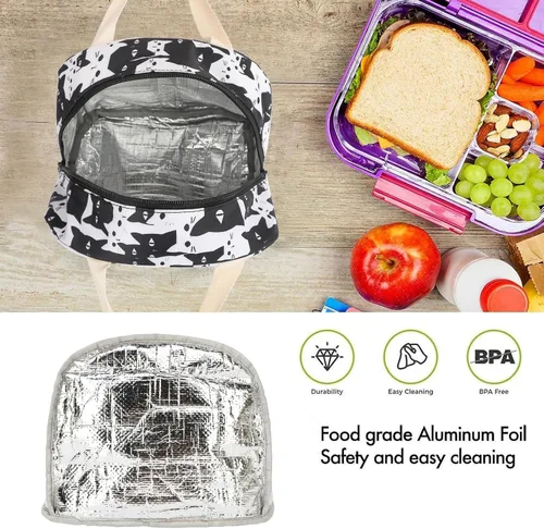 Miniatura 3 de Bolsa de almuerzo para gatos para mujeres y niñas, bolsas de almuerzo aisladas, lonchera reutilizable para niños y adultos, escuela, trabajo, picnic