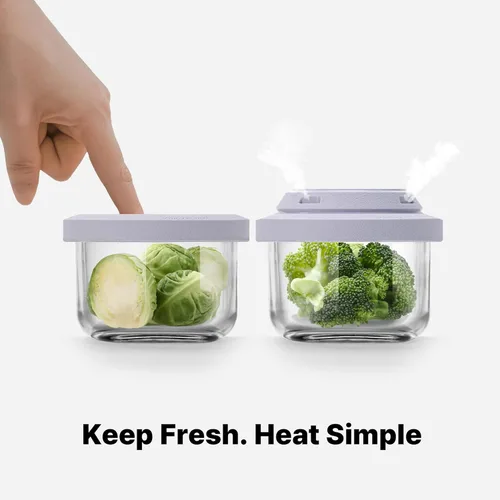 Miniatura 3 de Comotomo Recipientes de vidrio para almacenamiento de alimentos para bebés, tarros de 4 onzas con tapas de silicona, vasos herméticos