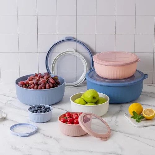 Miniatura 130 de COOK WITH COLOR Tazones de preparación con tapas - Juego de tazones pequeños de mezcla de plástico anchos y profundos anidables con tapas, juego