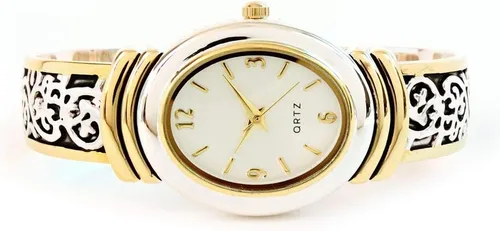 Miniatura 2 de 2Tone estilo occidental decorado con cara ovalada reloj brazalete para mujer