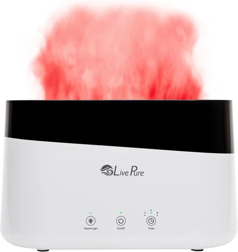 Miniatura 7 de LivePure LP300HUM Aqua Flame Humidificador de niebla fría – Pequeño humidificador ultrasónico de plantas para interiores con difusor de aceite Blanco