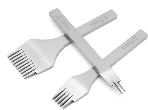 Miniatura 6 de AUNMAS Juego de herramientas de cuero para manualidades (3 unidades), cinceles de pinchar estilo francés, herramientas de cuero de acero para hacer