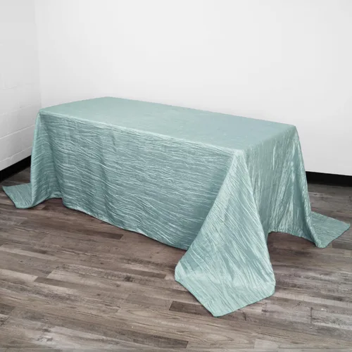 YOUR CHAIR COVERS - Mantel Rectangular de Tafetán Arrugado de 90 x 132 Pulgadas - Azul Polvoriento, Manteles Rectangulares para Mesas Rectangulares
