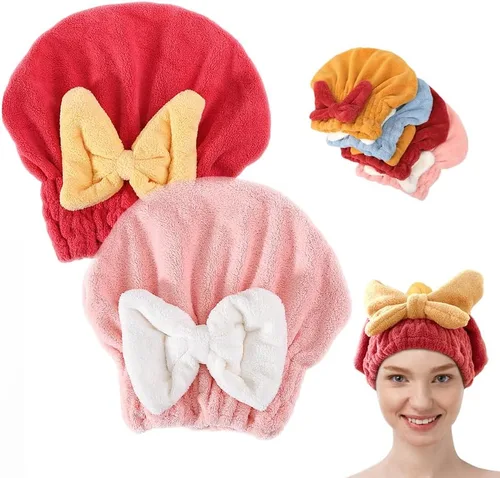 2 toallas absorbentes para el cabello húmedo, toalla de microfibra para el cabello para mujer, de secado rápido, toallas gruesas para el cabello,