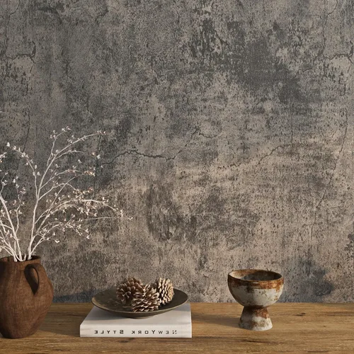 Livelynine Papel tapiz de hormigón Moody despegar y pegar, industrial moderno, marrón negro, papel tapiz limewash impermeable, mural de pared de