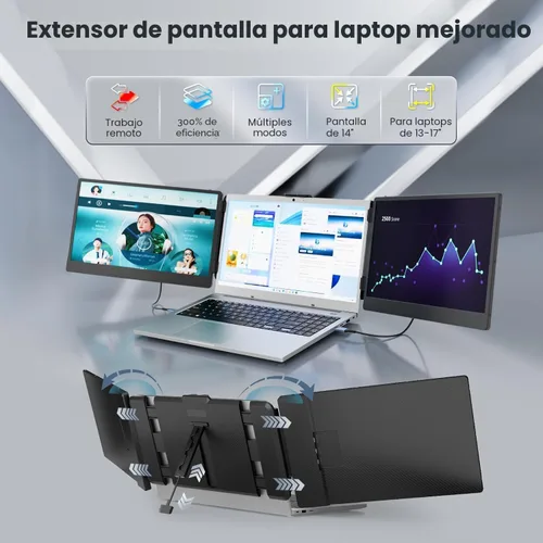 Miniatura 6 de Teamgee Extensor de pantalla para portátil de 14 pulgadas, FHD 1080P IPS triple monitor portátil para portátil de 13 a 17 pulgadas (diagonal)