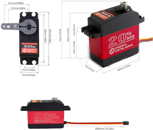 Miniatura 3 de Servo de 44 lbs 1 x DS3218 Actualizado equipo completo de metal digital, Servo Baja, Servo impermeable, servo para autos (ángulo de control 180)