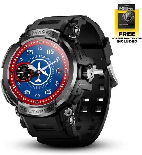 Miniatura 2 de ALPHAGEAR Delta Pro Smartwatch para hombre, reloj inteligente militar táctico, resistente al agua y al polvo, batería de 21 días, funciona de -10F a