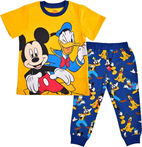 Disney Mickey and Friends - Conjunto de camiseta y pantalones deportivos para niños pequeños y pequeños, color azulamarillo