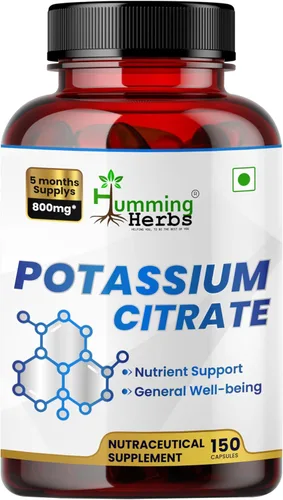 Citrato de potasio 800 mg (306 mg de potasio elemental) – electrolitos y apoyo para el equilibrio del pH – vegano, sin OMG – 150 cápsulas