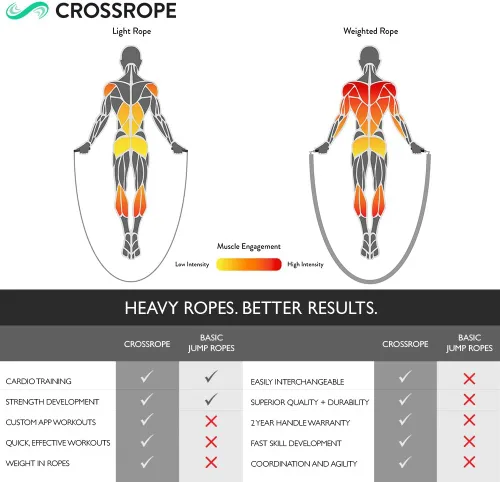 Miniatura 4 de Crossrope Get Strong Set - Cuerda de saltar con peso - Cuerdas de 1 libra y 2 libras - Mangos de potencia - XL