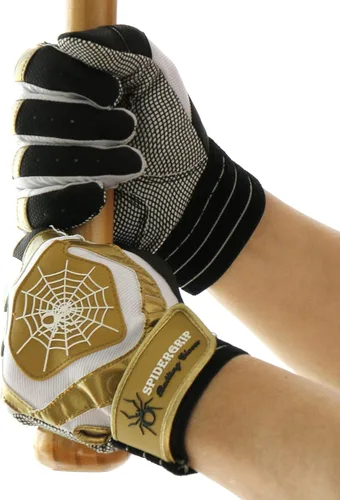 Miniatura 2 de J&S Sporting Spider Grip - Guantes de bateo de béisbol antideslizantes - Agarre antideslizante duradero para hombres y jóvenes jugadores Negro dorado