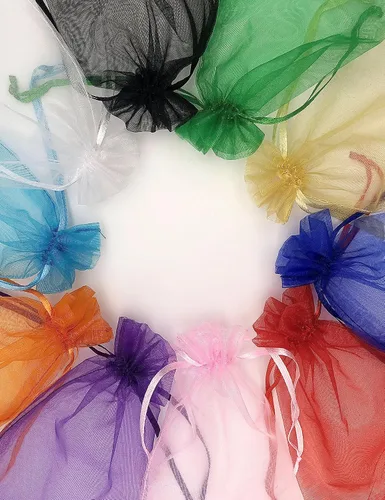 Miniatura 2 de Jexila 120 bolsas de organza transparente de 5 x 7 pulgadas, bolsas de regalo con cordón de malla pequeñas para joyas, bodas, fiestas, baby shower