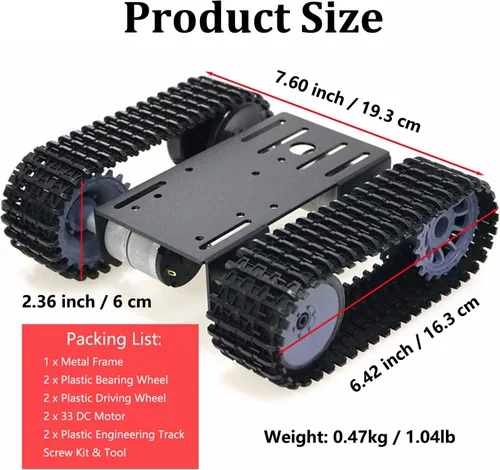 Miniatura 2 de SmaringWing Kit profesional de plataforma de coche con 2 motores de CC de alto par, modelo eduaccional Caterpillar Robotic Crawler Sciences