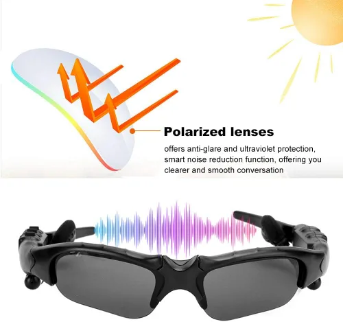 Miniatura 3 de Diyeeni - Lentes de sol inalámbricos Bluetooth con sonido estéreo HD, lentes inteligentes polarizados para reproducción de música, auriculares