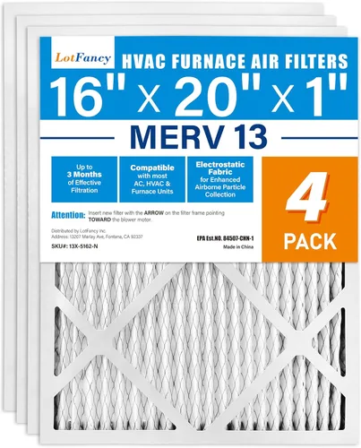 Miniatura 11 de LotFancy Filtro de aire MERV 8 de 16 x 20 x 1, paquete de 4 unidades, tamaño real: 15.75 x 19.75 x 0.75 pulgadas, horno plisado electrostático