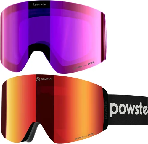Miniatura 17 de Powster - Gafas de esquí OTG, gafas de snowboard magnéticas, lente intercambiable sin marco, protección UV, antiniebla, para patinaje móvil