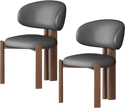 Miniatura 15 de Juego de 2 sillas de comedor tapizadas modernas, diseño cómodo con respaldo curvado para cocina, sala de estar, dormitorio u oficina