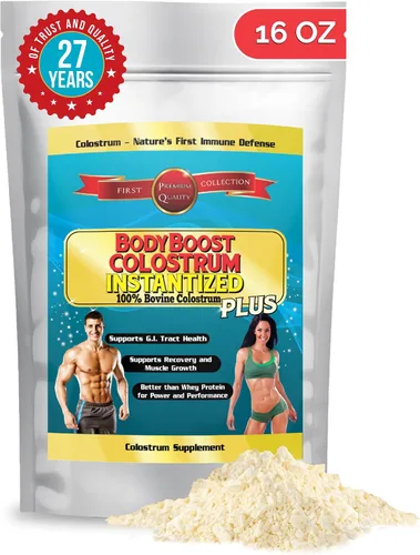 BodyBoost Calostro instantáneo, 100% calostro bovino, suplemento de refuerzo inmunológico con inmunoglobulina y lactoferrina, súper alimento para la