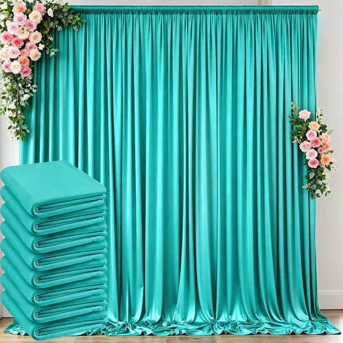 Miniatura 53 de Cortinas de telón de fondo blanco de 30 pies x 8 pies para fiestas de boda, 6 paneles de 5 pies x 8 pies, cortinas de fotografía de poliéster sin