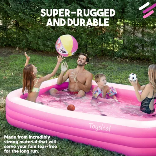 Miniatura 6 de Toysical Piscina Inflable para Niños y Adultos - 118 x 72 x 22 - Más Duradera que Otras Piscinas Inflables para Adultos - Incluye Parches Rosa