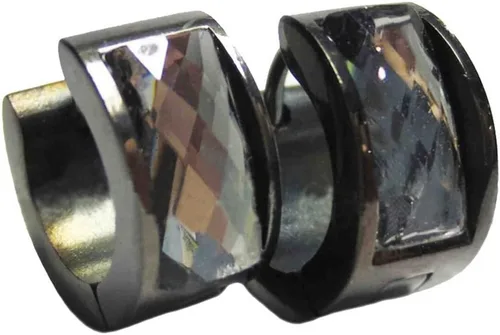 Miniatura 10 de Aretes de aro de acero inoxidable con cristal multicolor negro para hombres y mujeres Azul Oscuro
