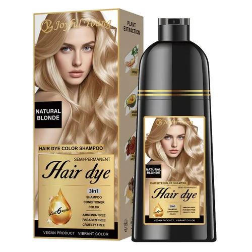 Joyful Young Champú para teñir el cabello natural 3 EN 1, color de cabello para cobertura de canas, champú para teñir el cabello para mujeres,
