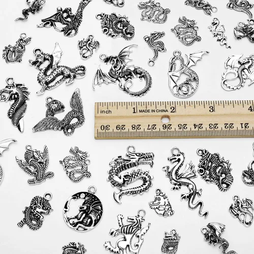 Miniatura 6 de WILLBOND 70 Pcs Dragon Charms for Jewelry Making DIY Necklace Bracelet Jewelry Making Crafting Supplies Collections Skeleton