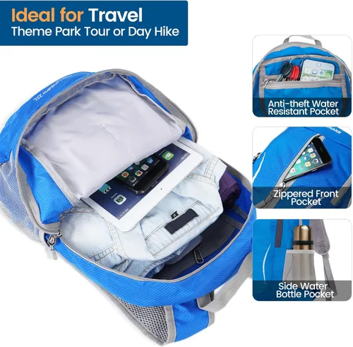 Miniatura 3 de ZOMAKE Mochila ultraligera plegable de 25 L, mochilas de senderismo plegables resistentes al agua, pequeña mochila plegable para viajes