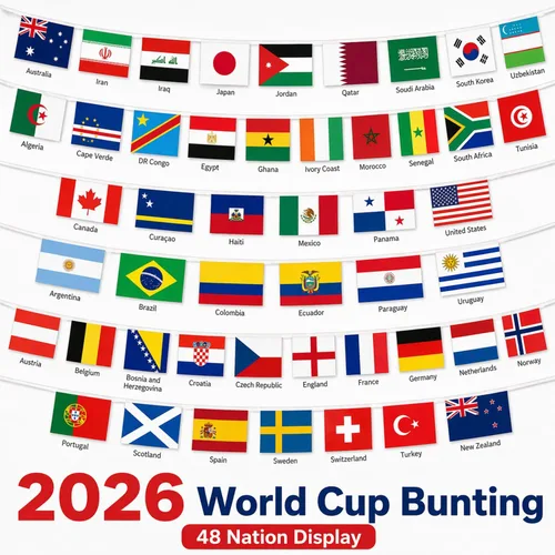 Miniatura 2 de Bandera de la Copa del Mundo 2026, banderín internacional de 48 países, torneo de fútbol nacional para bar deportivo, club, jardín en casa