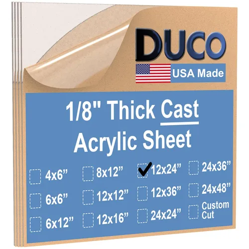 Miniatura 23 de Duco - Hoja de acrílico fundido transparente hecha en Estados Unidos, 1/8 de pulgada de grosor, 12 x 12 pulgadas, 1 paquete de láminas de plexiglás
