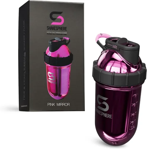 Miniatura 10 de SHAKESPHERE Botella agitadora de acero inoxidable - Botella agitadora de proteína aislada de 24 onzas para bebidas calientes y frías - Ideal