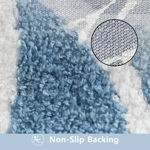 Miniatura 5 de Tapete de baño de 16 x 24 pulgadas, tapete de baño de microfibra antideslizante, lavable, grueso, suave, absorbente, con hojas para baño, fregadero